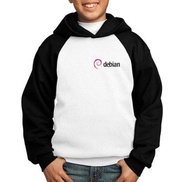 Imagem de Moletom Infantil Debian Linux - Foca na Moda, Branco, Preto, 2