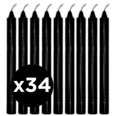 Imagem de Maço 34 Velas Obaluaê Preta Preto Velho Vela Preta Umbanda - Nova Luz