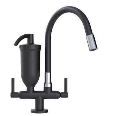 Imagem de Torneira filtro cozinha bancada preta com refil filtrante - Injet Plas