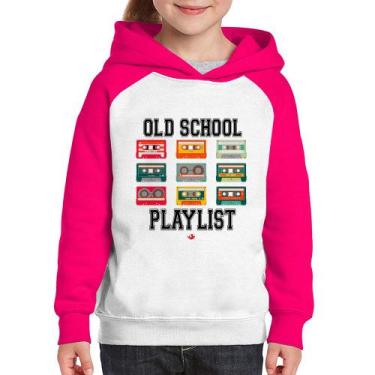 Imagem de Moletom Infantil Old School Playlist - Foca na Moda, Branco, Rosa, 6