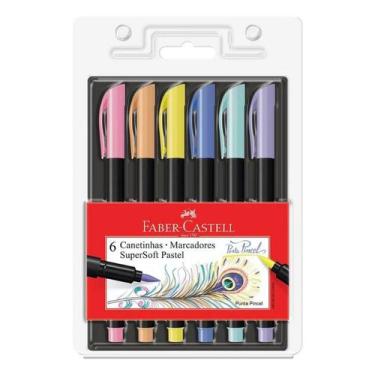 Imagem de Caneta Brush SuperSoft Pastel 6 Cores Com Ponta Pincel Faber-Castell