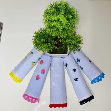 Imagem de Kit 5 Panos de Prato (Novos Modelos) Copa Master Bordado com Pompom - 