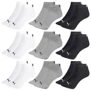 Imagem de Kit 9 Pares de Meias Puma Sapatilha Invisível Infantil, Branco, Cinza,