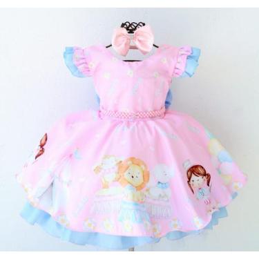 Imagem de Vestido De Festa Temático Circo Rosa Bebê E Tiara - Pingo de Gente Bab