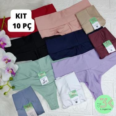 Imagem de Calcinha fio dupla cós alto aperta barriga  10 unidades (kit 10 bruna)
