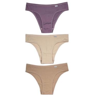Imagem de Kit/3 Calcinha DelRio 51364 Biquíni Cotton T. P/GG, GG, K7, New nude, 