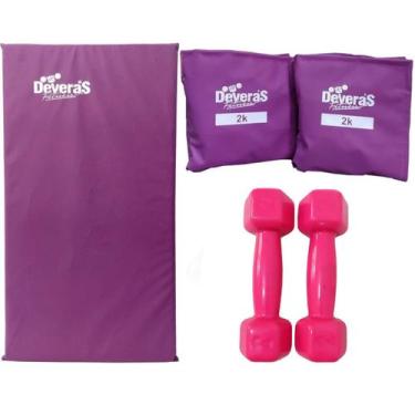 Imagem de kit musculação peso musculação halteres 2 kg par tornozeleira de peso 