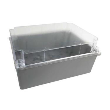 Imagem de Caixa de Passagem Prática 14x19x9 Cinza Tampa Transparente Alta - O&M