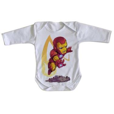 Imagem de body nenê criança roupa bebê manga longa Homem Ferro - Empório Dutra, 