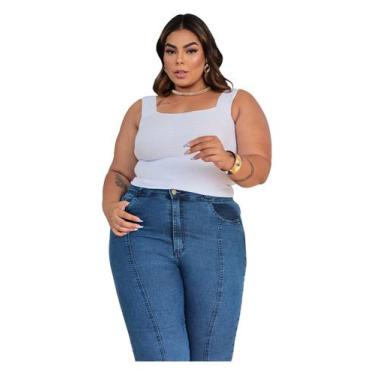 Imagem de Cropped Plus Tricot Alça Grossa Moda Feminina Verão Neon - EUC STORE, 