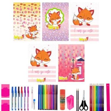 Imagem de Kit 10 Caderno Brochurão Raposa Capa Dura 96 Folhas 40 Itens - Maxima 
