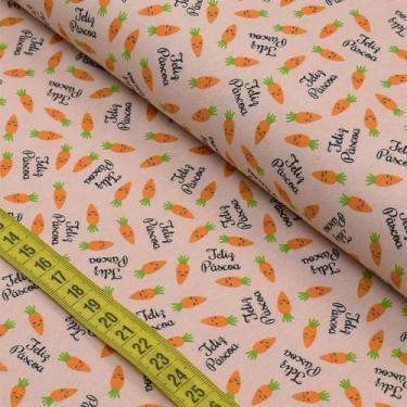 Imagem de Tecido Estampado para Patchwork - Páscoa : Feliz Páscoa Cenourinha (0,