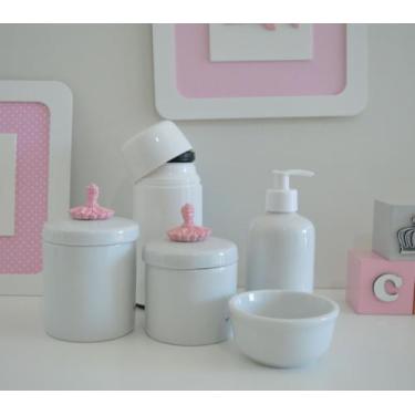 Imagem de Kit Higiene Porcelana Bebê K084 Menina Rosa Bolsa Maternidade Mini Tér