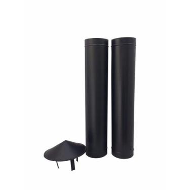 Imagem de 1,20 m de duto preto de 100 mm de diâmetro com chapéu chinês - Galvoca