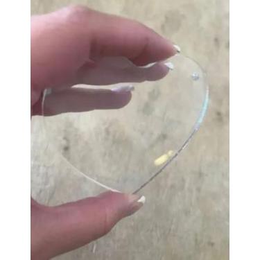 Imagem de Base Coração Acrílico Cristal 3mm Pendurar Artesanato Biscuit 20 Peças