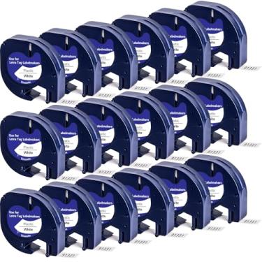 Imagem de YUANQIMM Pacote 18 Fitas Compatíveis com DYMO 91331 - Preta sobre Branca para Etiquetadora LetraTag S0721660/LT100H/LT100T/QX50, 12mm x 4m, 1,2cm x 13’