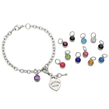 Imagem de Rosemarie Collections Pulseira feminina com pingente de coração de pedra do signo de aço inoxidável hipoalergênico
