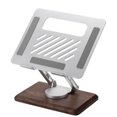 Imagem de muso wood Suporte de laptop para mesa, suporte de laptop com base de nogueira giratória 360, suporte ajustável para laptop, suporte ergonômico ventilado de madeira para notebook de 10 a 17,3 polegadas