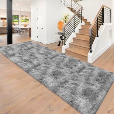 Imagem de JiaoBaba Tapete super macio e fofo para sala de estar, 9 x 3 m, tingido, cinza claro, peludo, lavável, antiderrapante, para quarto, cabeceira, berçário, meninos, meninas, dormitório, decoração de