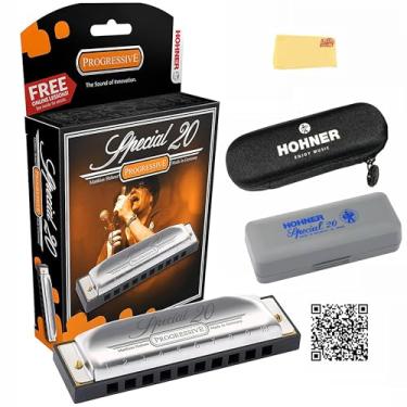 Imagem de Gaita Hohner Special 20 Pacote clave E com estojo, bolsa, manual online (sem garantia de versão em português) e pano de polimento Austin Bazaar