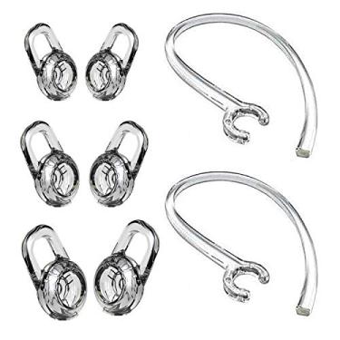 Imagem de Conjunto de argolas e pontas de ouvido BLLQ Repalcing para fones de ouvido Plantronics M180 M155 M165 M100 M1100 Explorer 500, tampões de gel Eartips 6 peças e ganchos de orelha 2 peças, Clear, S/M/L 3 Size
