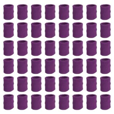 Imagem de PATIKIL Pulseiras esportivas, pacote com 48 faixas esportivas de algodão felpudo absorvente para tênis, basquete, malhar, correr, roxo escuro