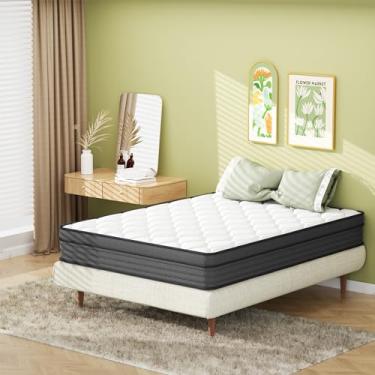 Imagem de ROOMTEC Colchão duplo, espuma viscoelástica de gel de 25 cm e híbrido de mola de bolso, firmeza média, preto