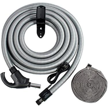 Imagem de Cen-Tec Systems 97250 35 pés Cabo de descarga elétrico central para aspirador de pó, meia acolchoada e cabide de mangueira, prata