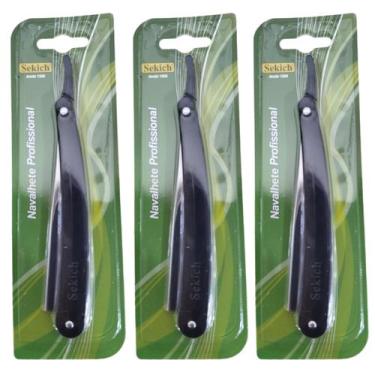 Imagem de Kit 3 Navalhete Profissional Aço Carbono 074 - Sekich