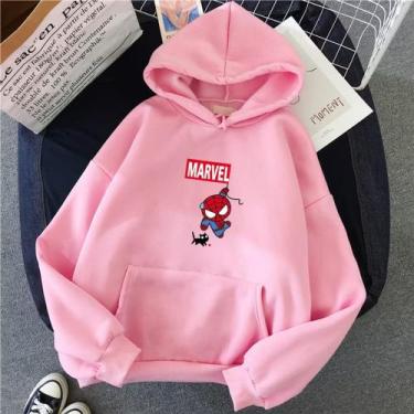 Imagem de Blusa Moletom Com Capuz Flanelado Marvel - Kesdey Confeccoes, Rosa, M