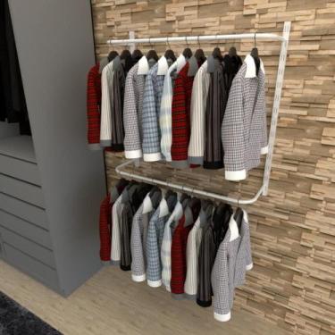 Imagem de Arara de roupas closet quarto com 4 peças cremalheira 100x100 cm cor b