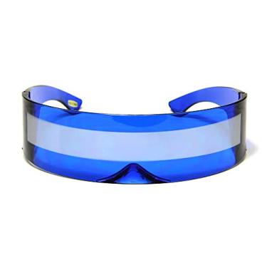 Imagem de In Touch With Style Óculos de sol Futuristic Shield Monobloco Cyclops 100% UV400, Listra azul/prata, G