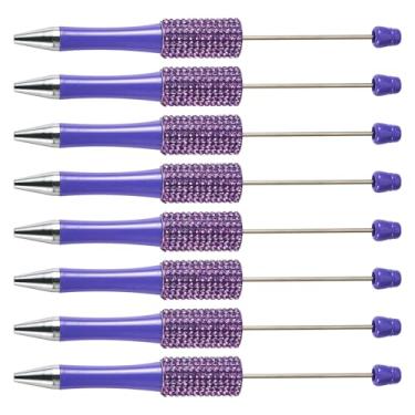 Imagem de KISSITTY Canetas esferográficas violeta azul tinta preta diamante pedra strass contas canetas para fazer canetas, estudantes, professores, casamento, formatura, festa, presente, material de escritório