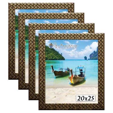 Imagem de Kit 4 Molduras Porta Retrato 20x25 3cm Relevo Dourado - Santamaria Mol