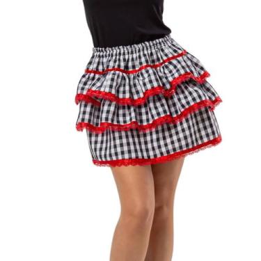 Imagem de Saia Festa Junina  Xadrez Juvenil Curta - Cacharrel Store, Unico, Pret