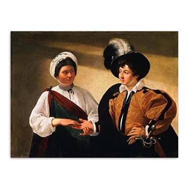 Imagem de JZSDGB Arte de parede em tela clássica - impressões Michelangelo Merisi Caravaggio - reprodução de pinturas a óleo famosas - cartaz da sorte - imagens de arte em tela 60 x 90 cm (24 x 35 pol) sem