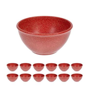 Imagem de 12UN TIGELA 300ml BOWL CUMBUCA VASILHA SOPA CALDO VERMELHO - Evo