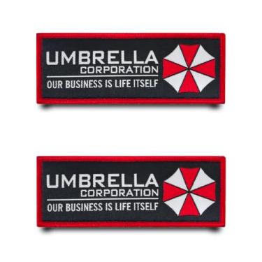 Imagem de 2 peças Umbrella Corporation Our Business is Life Itself Emblema bordado tático emblema gancho e laço aplique bandeira militar adesivos para mochilas, jaqueta, colete, bolsas, roupas, chapéus