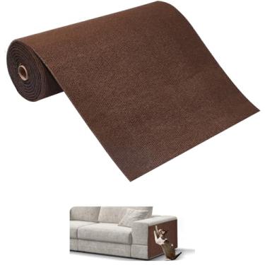 Imagem de Tapete para arranhar gatos, arranhador autoadesivo para sofá de móveis ou protetor de parede, tapete para arranhar a torre de árvore de gato, almofadas de reposição para arranhões (marrom, 20 pregos