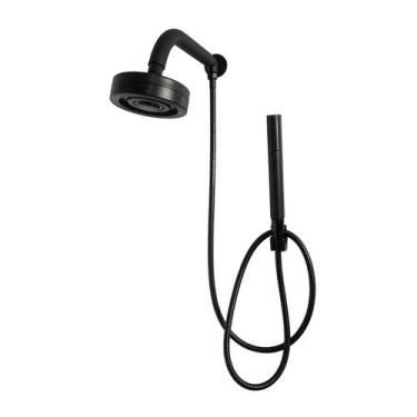 Imagem de Chuveiro Ducha Gás Solar Auto Limpante C/ Desviador Preto Fosco Metal 