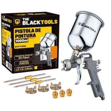 Imagem de Pistola Pintura Gravidade Caneca 1000 Ml Rosca 1/4 The Black Tools