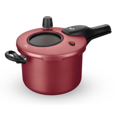 Imagem de PANELA DE PRESSAO MTA | COR CEREJA | COM VISOR DE VIDRO | FECHAMENTO EXTERNO | N°20/4,5L | DE ALUMINIO | COM ANTIADERENTE