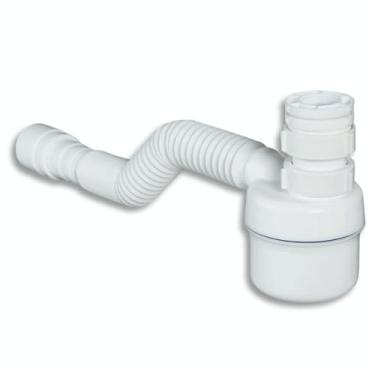 Imagem de Sifão Tigre Sanfonado Ajustável Branco Copo Limpeza para Pias Tanques e Cozinhas