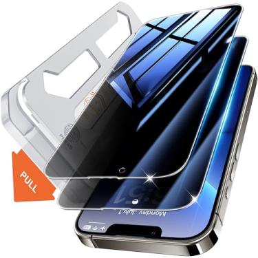 Imagem de Tentoki Película de privacidade para iPhone 13 Pro Max/iPhone 14 Plus de 6,7 polegadas [eliminação automática de poeira] [Antiespião real de 25°] Película de vidro temperado privada, [2 unidades]