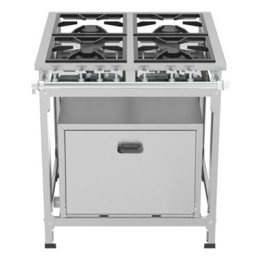 Imagem de Fogão 4 Bocas Industrial Baixa Pressão Em Inox Com 2qd E 2qs Perfil 5 