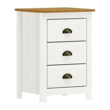 Imagem de Mesa Cabeceira 3 Gavetas Branco/Freijó Topázio - FN - Finestra