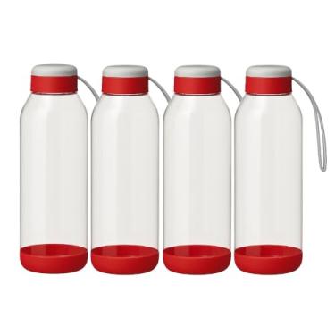 Imagem de Kit 4 Garrafinhas Squeeze De Água Esporte Ultra 1 Litro Esporte Treino Escola Viagens (Cristal)