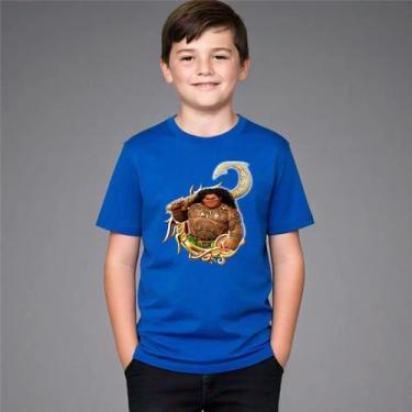 Imagem de Camiseta infantil Maui Moana filme camisa criança Algodão blusa básica