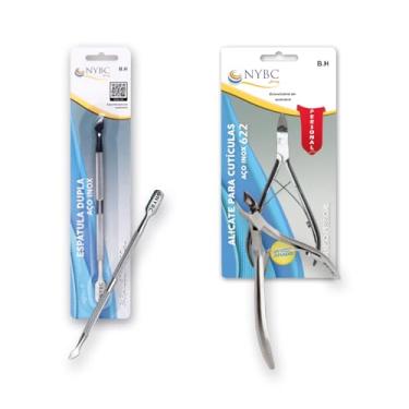 Imagem de Kit Alicate Para Cutícula + Espátula Dupla Inox NYBC