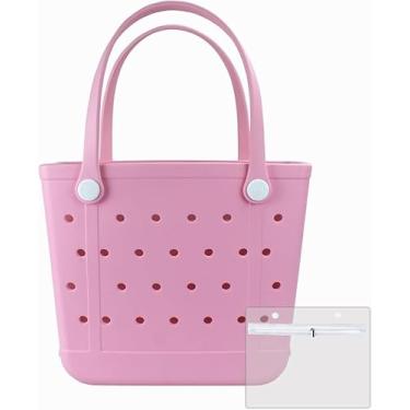 Imagem de Dvopfa Bolsa de praia, bolsa de borracha, bolsa lavável para barco, piscina, esportes, academia (rosa, média), rosa, Medium, Praia